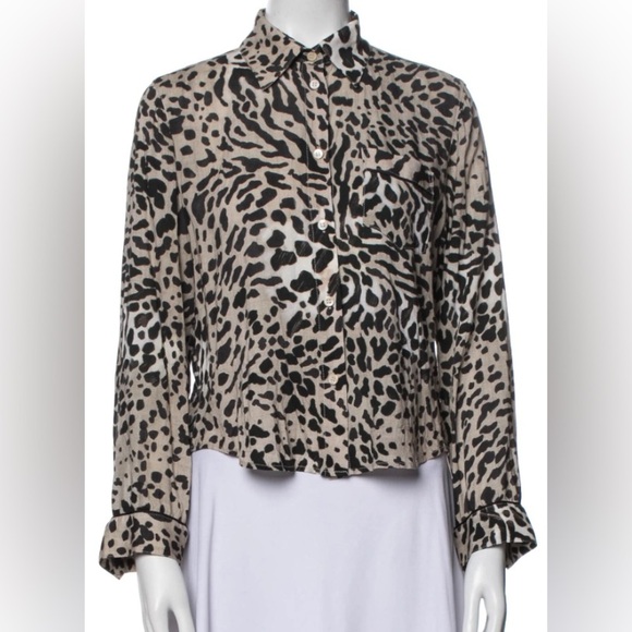 Smythe Leopard Print Button-Up Blouse Size Small - Picture 1 of 6